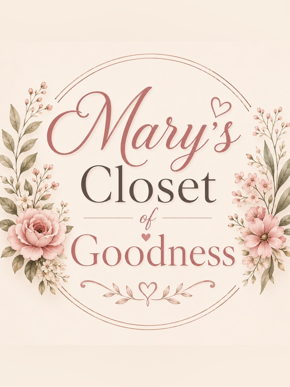 Floral 'Mary's Closet of Goodness' Decorative Sign - Blush Pink